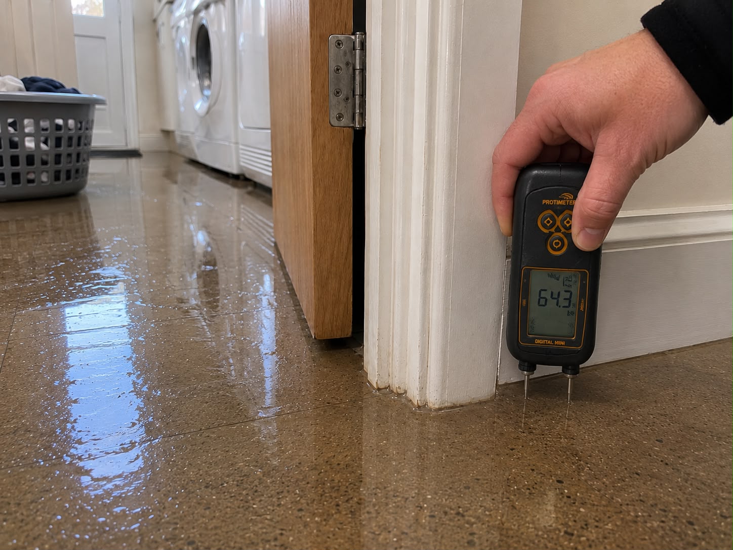 Protimeter moisture meter reading recorded during monitoring during monitoring visit