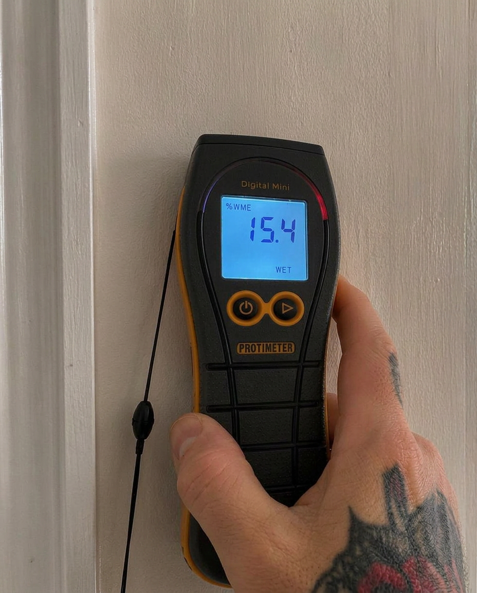 Moisture meter reading recorded during monitoring at final documented stage